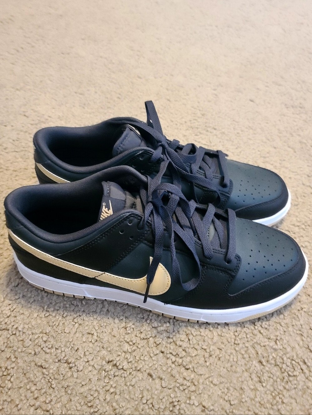 Men's 12, Nike Dunk Black And Gold Low Retro Sneakers